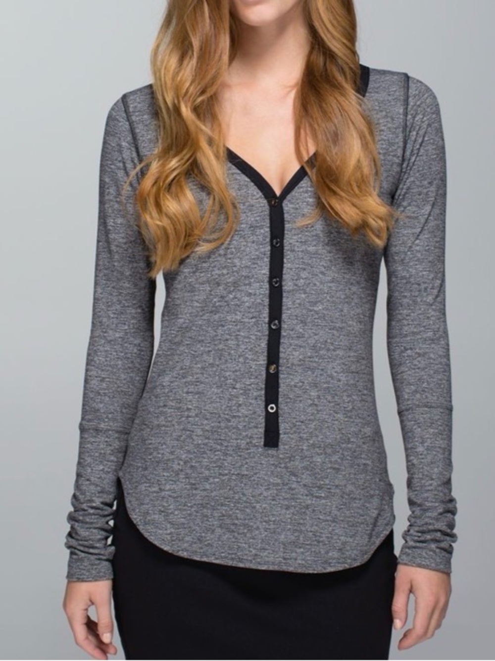 Lululemon Awesoma Henley Heathered Blue Vintage Athleisure Size 6